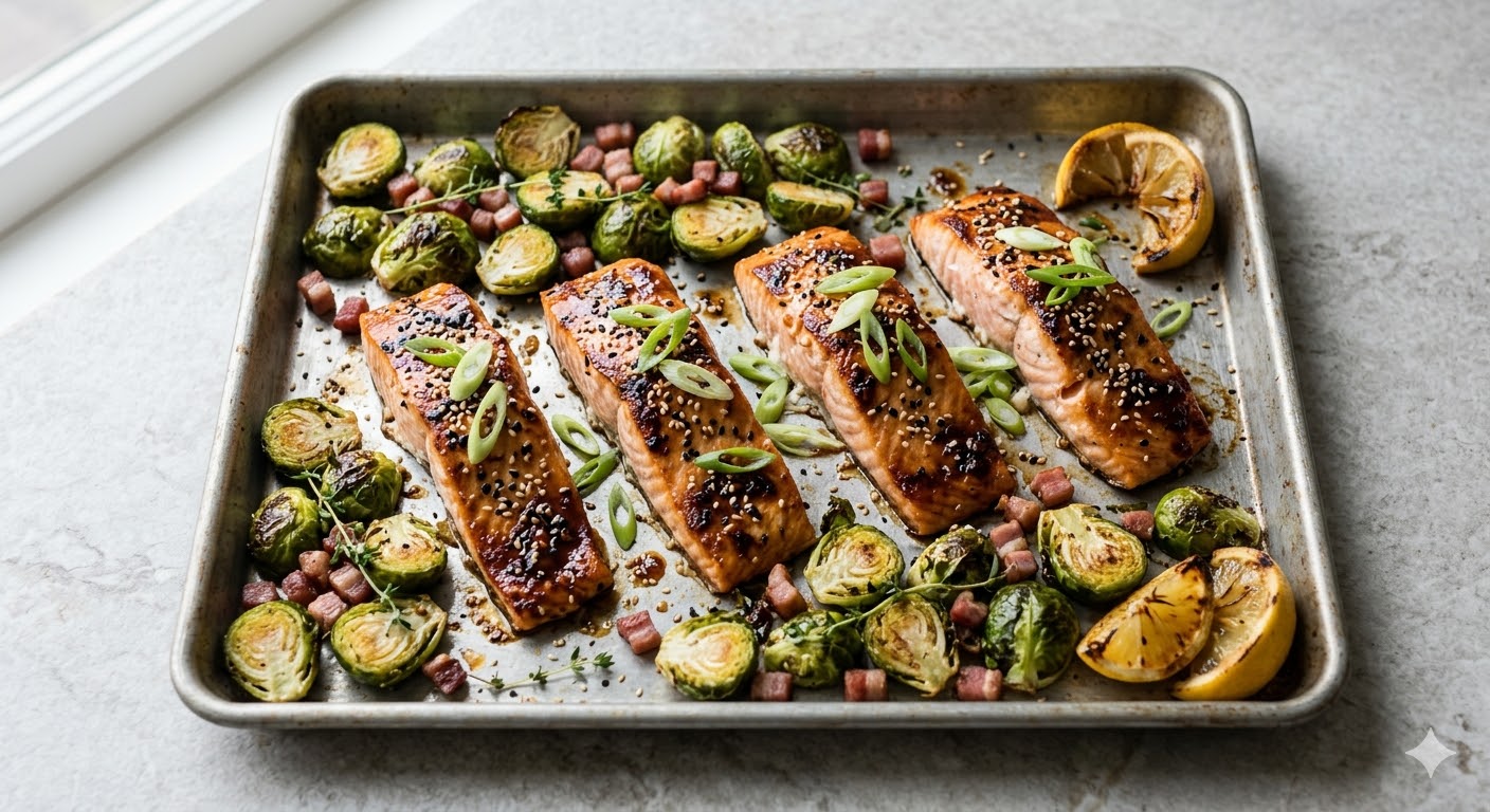 Miso Salmon with Brussels Sprouts